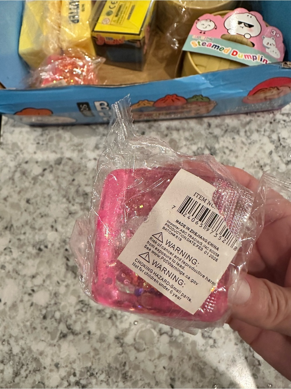 Pink Glitter Squishy Cube Toy - Picture 5 of 5
